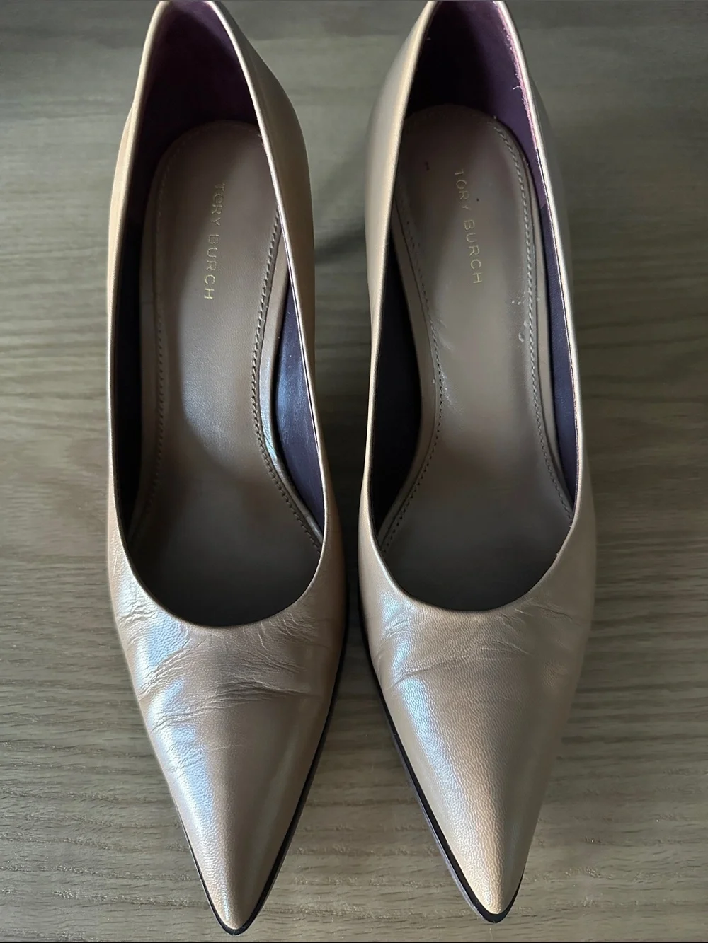 Tory Burch Nude Leather Pointed Toe Pumps